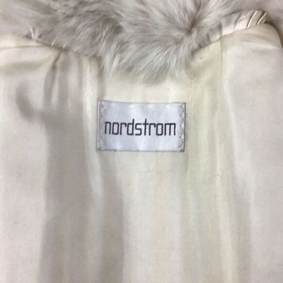 Nordstrom Vintage Beige Sheared Beaver with White Fox Collar Fur Mob Boss Wife - Picture 11 of 15